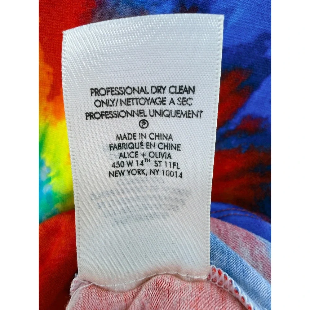 Alice + Olivia Delaina Cropped Top Rainbow Tie Dye Long Sleeve L Festival Rave - Picture 7 of 8